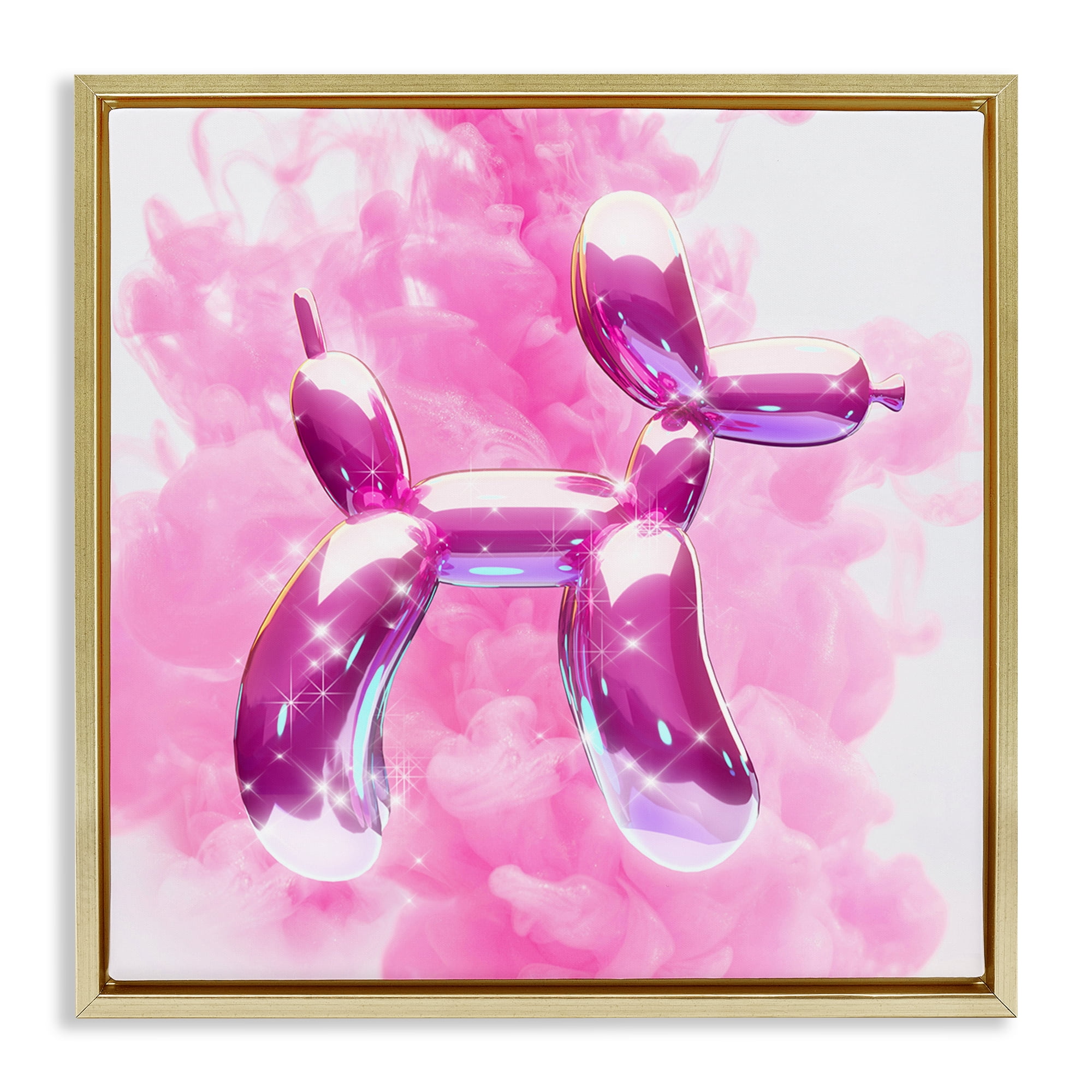 Stupell Industries Sparkle Balloon Dog Abstract Painting Gold Floater Framed Canvas Art Print Wall Art, 25 x 25