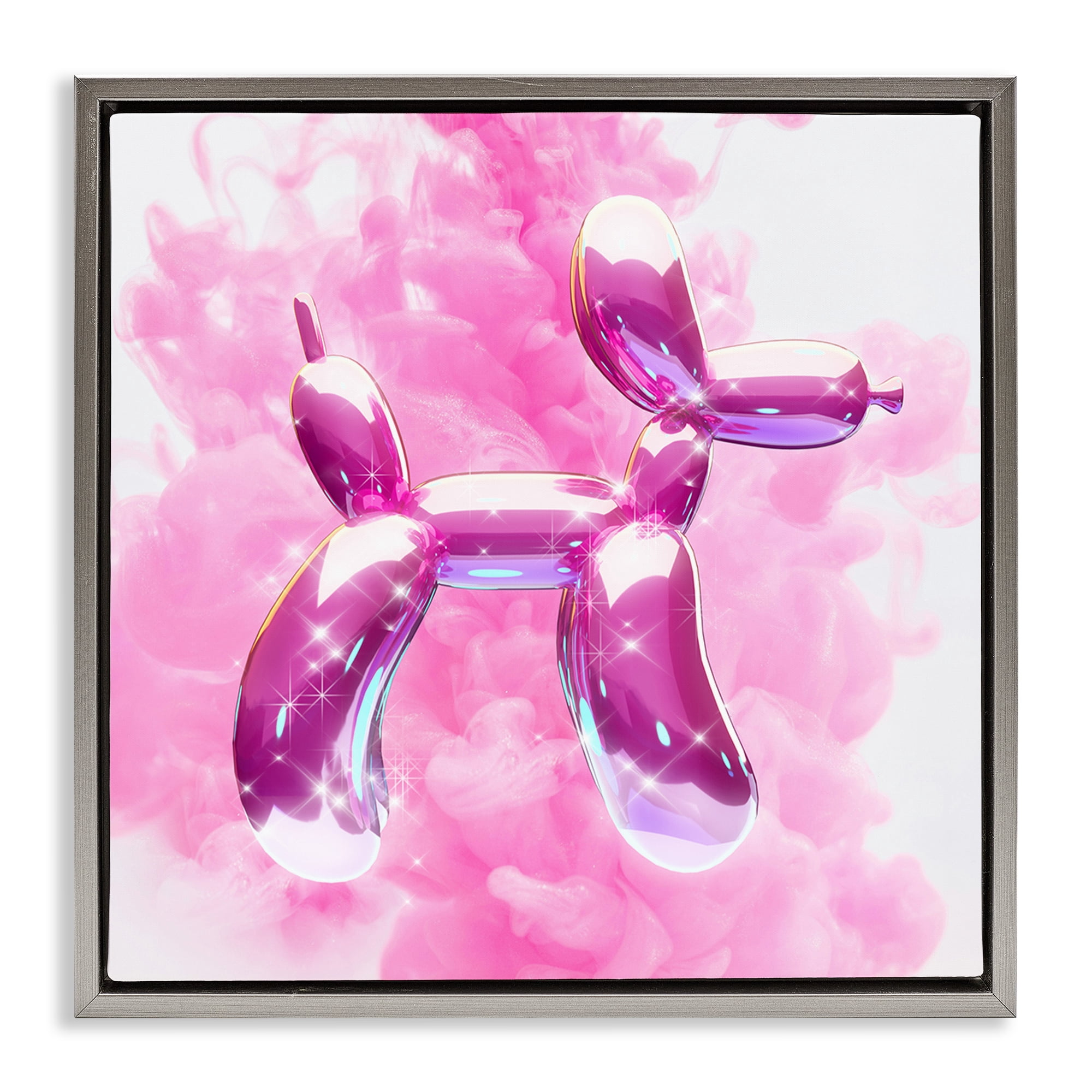 Stupell Industries Sparkle Balloon Dog Abstract Painting Gray Floater Framed Canvas Art Print Wall Art, 18 x 18