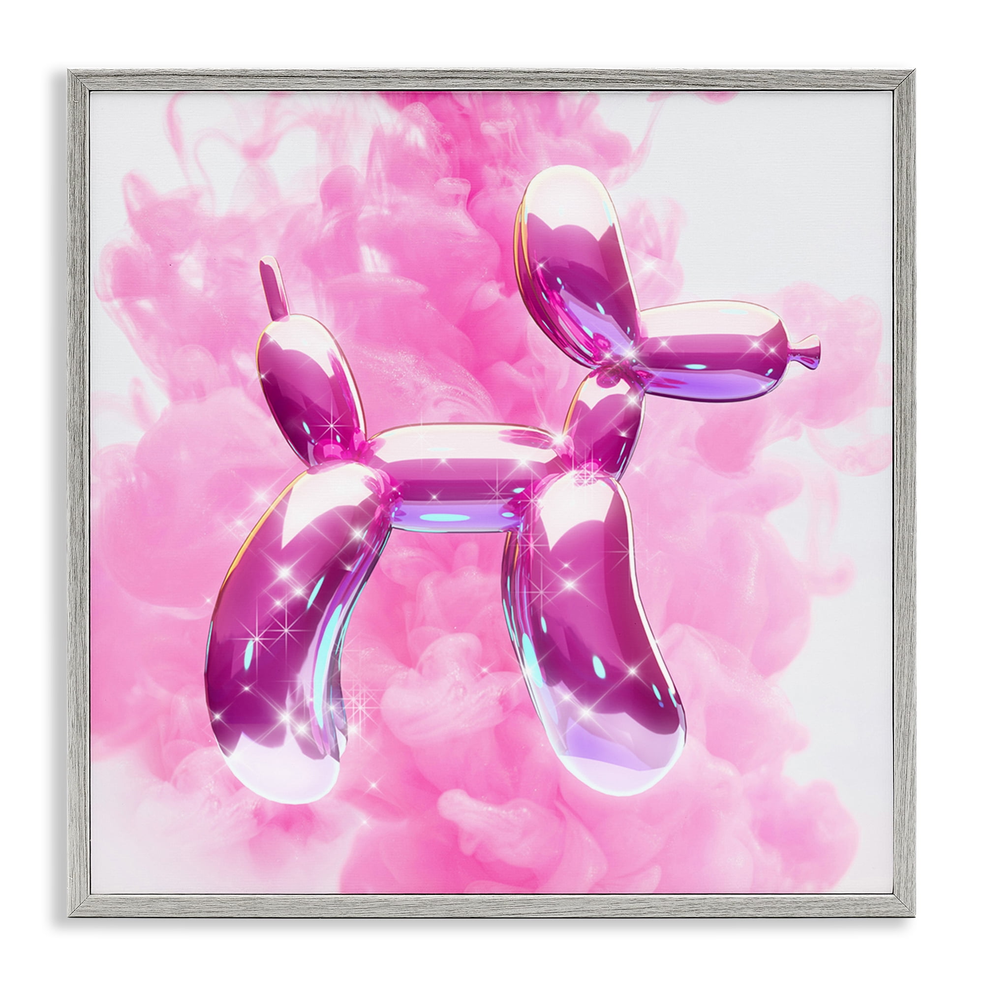 Stupell Industries Sparkle Balloon Dog Abstract Painting Gray Framed Art Print Wall Art, 17 x 17
