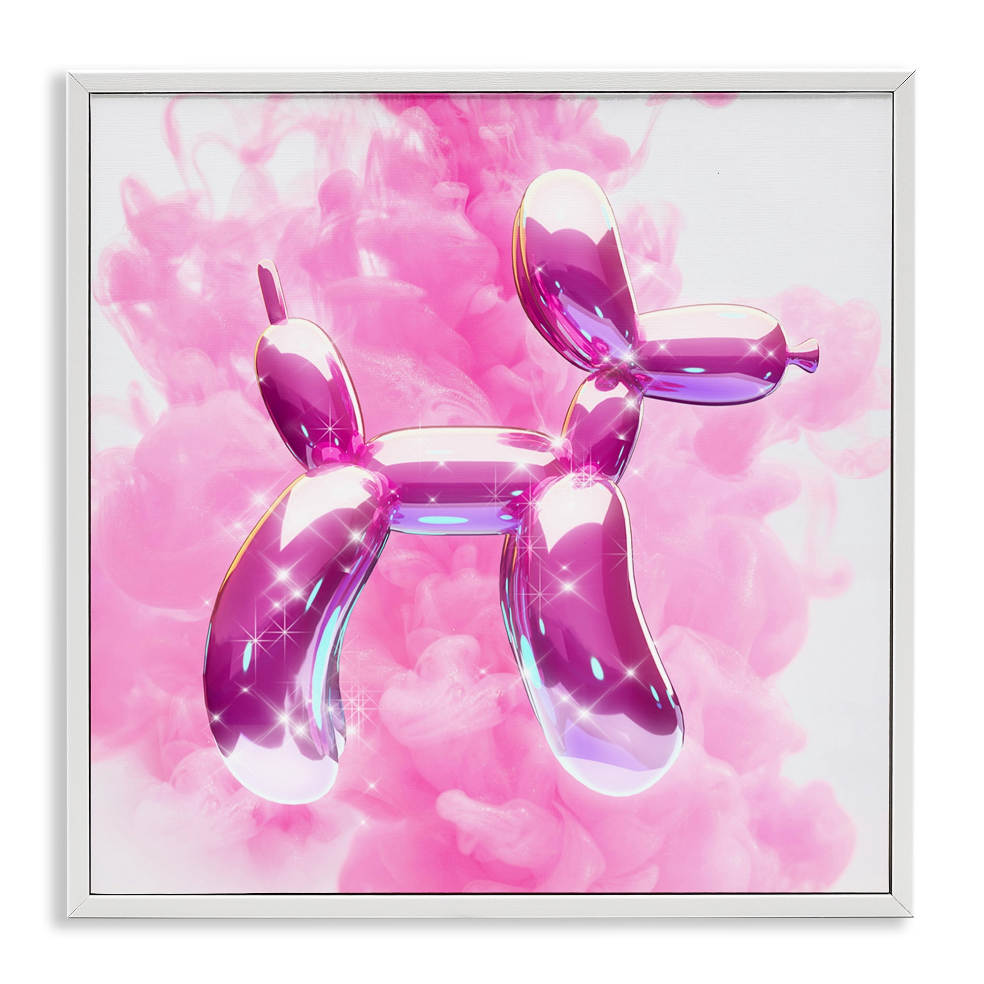 Stupell Industries Sparkle Balloon Dog Abstract Painting White Framed Art Print Wall Art, 17 x 17