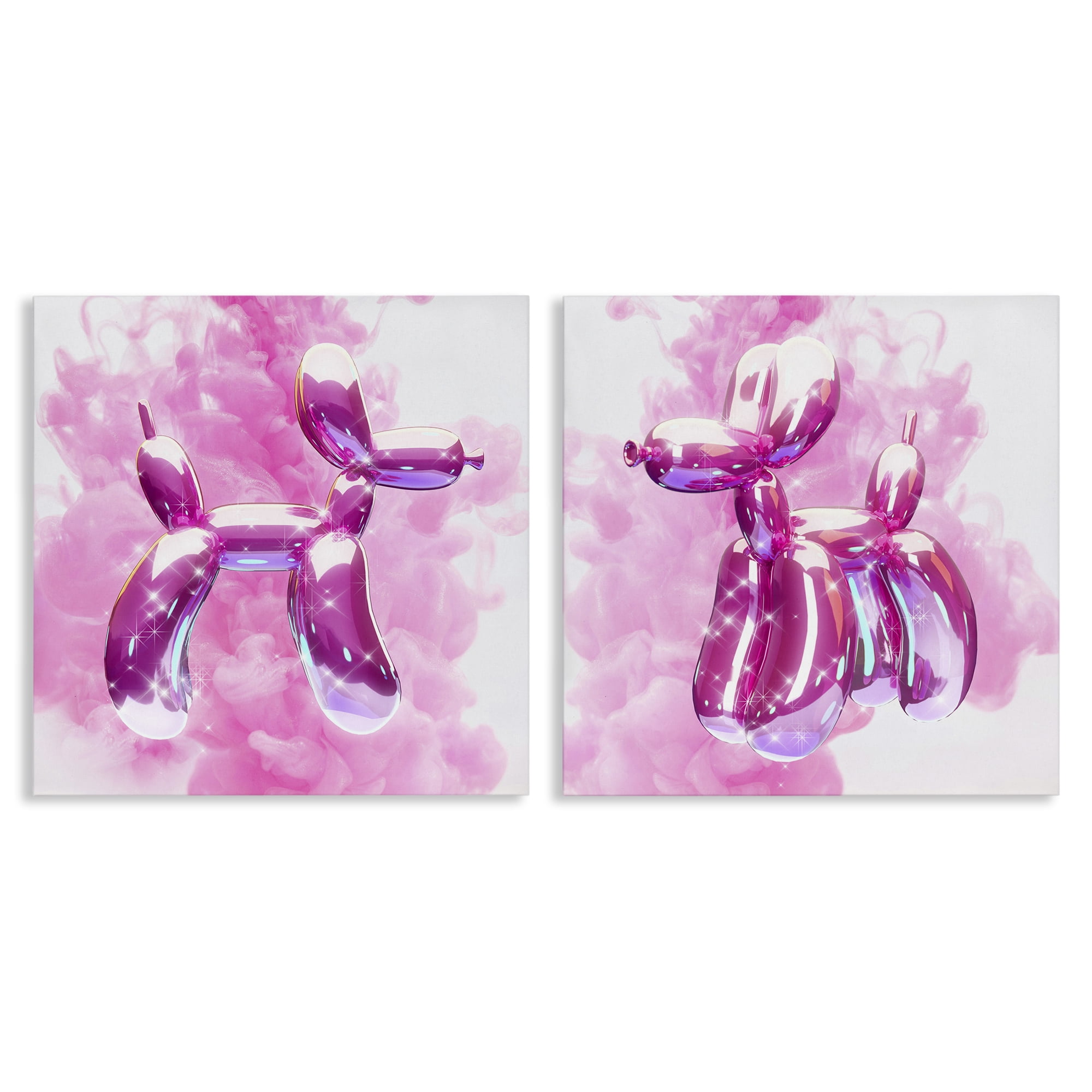 Stupell Industries Sparkle Balloon Dogs Abstract Painting Wrapped Canvas Art Print Wall Art, 17 x 17, Set of 2