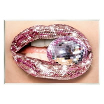 Stupell Industries Sparkle Lips & Disco Ball Novelty Painting Unframed Art Print Wall Art, 15 x 10
