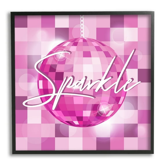 Stupell Industries Sparkle Pink Disco Ball Pattern Beauty & Fashion Painting Black Framed Art Print Wall Art