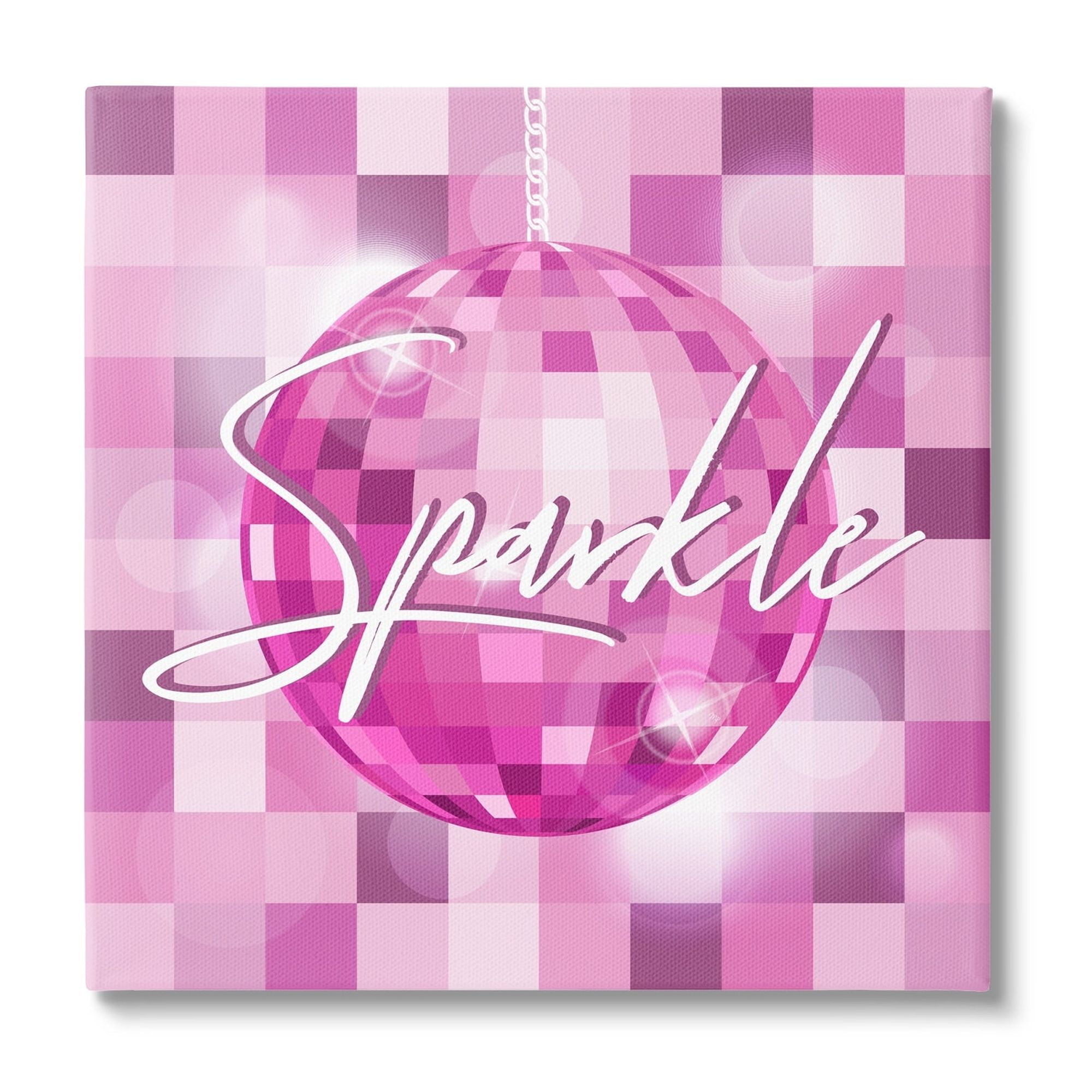 Pink Disco Ball Glam Canvas Wall Art, 24 x 24
