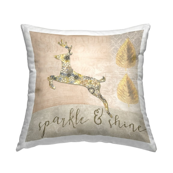 Stupell Industries Sparkle & Shine Jumping Deer Printed Throw Pillow Design by Andrea Haase