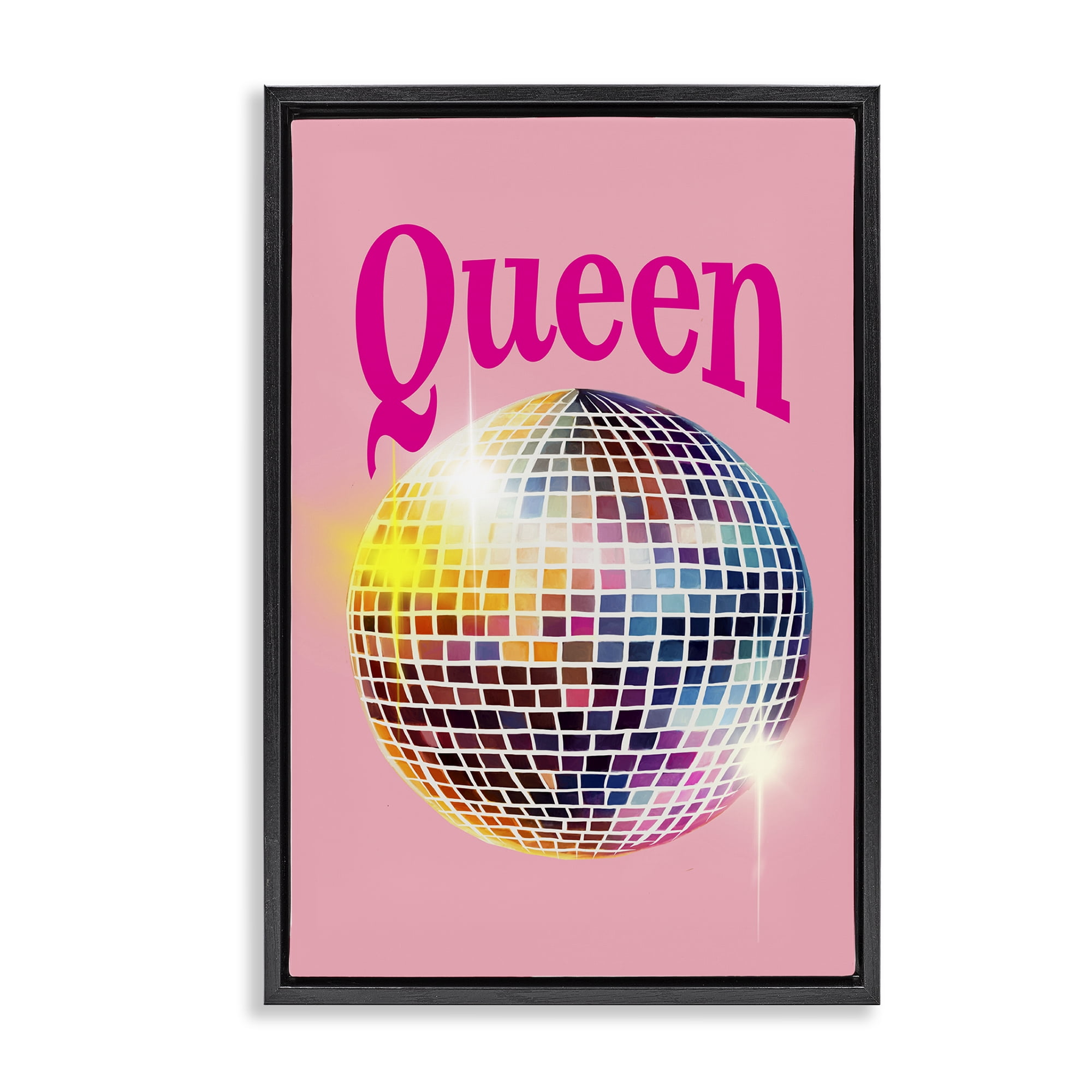 Stupell Industries Sparkling Disco Queen Entertainment Painting Black Floater Framed Canvas Art Print Wall Art, 21 x 31