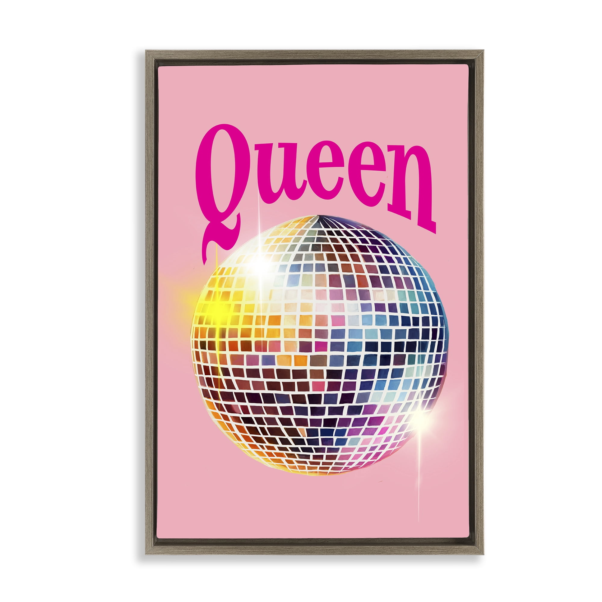 Stupell Industries Sparkling Disco Queen Entertainment Painting Brown Floater Framed Canvas Art Print Wall Art, 17 x 25