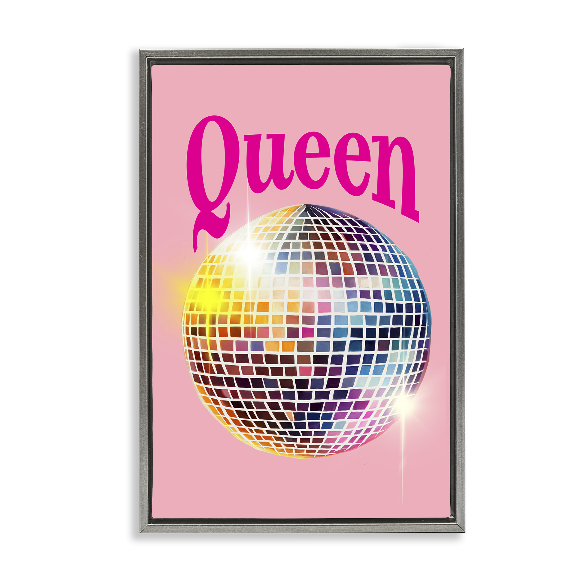 Stupell Industries Sparkling Disco Queen Entertainment Painting Gray Floater Framed Canvas Art Print Wall Art, 21 x 31