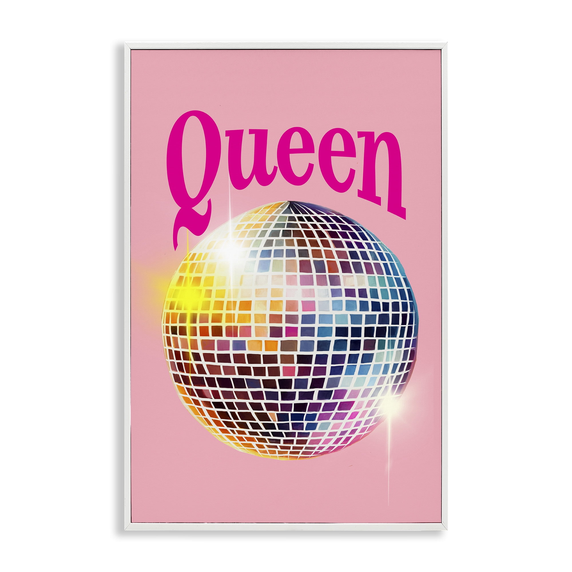 Stupell Industries Sparkling Disco Queen Entertainment Painting White Framed Art Print Wall Art, 20 x 30