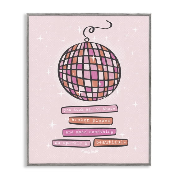 Stupell Industries Sparkly & Beautiful Inspirational Inspirational Painting Gray Framed Art Print Wall Art, 16 x 20