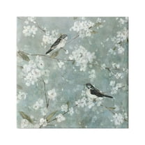 Stupell Industries Sparrows & Cherry Blossoms Animals & Insects Painting Gallery Wrapped Canvas Art Print Wall Art, 17 x 17