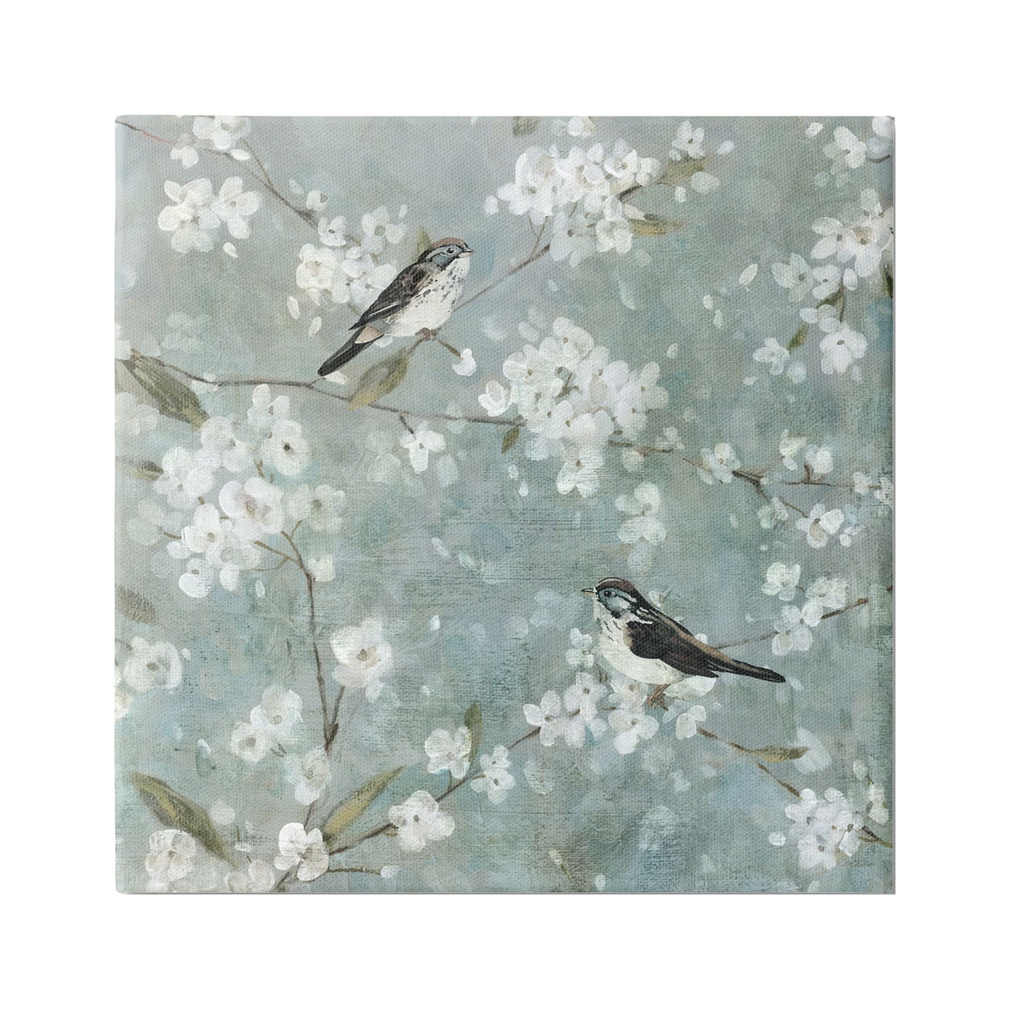 Stupell Industries Sparrows & Cherry Blossoms Animals & Insects Painting Gallery Wrapped Canvas Art Print Wall Art, 36 x 36
