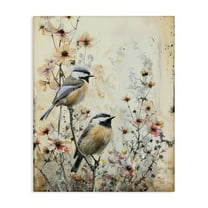 Stupell Industries Sparrows Perched on Florals Animals Painting Wrapped Canvas Canvas Art Print Wall Art, 16 x 20
