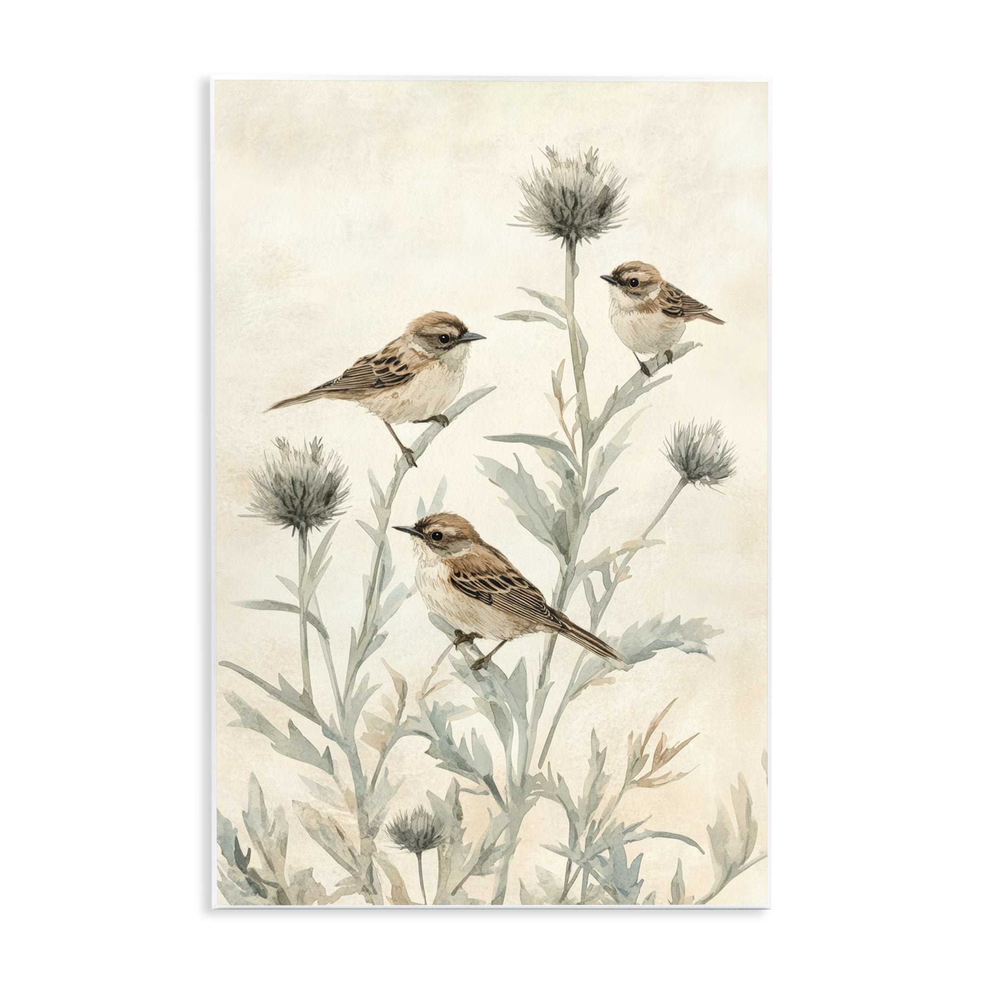Stupell Industries Sparrows on Thistle Stems Wall Plaque Art, design by Petal Prints Design