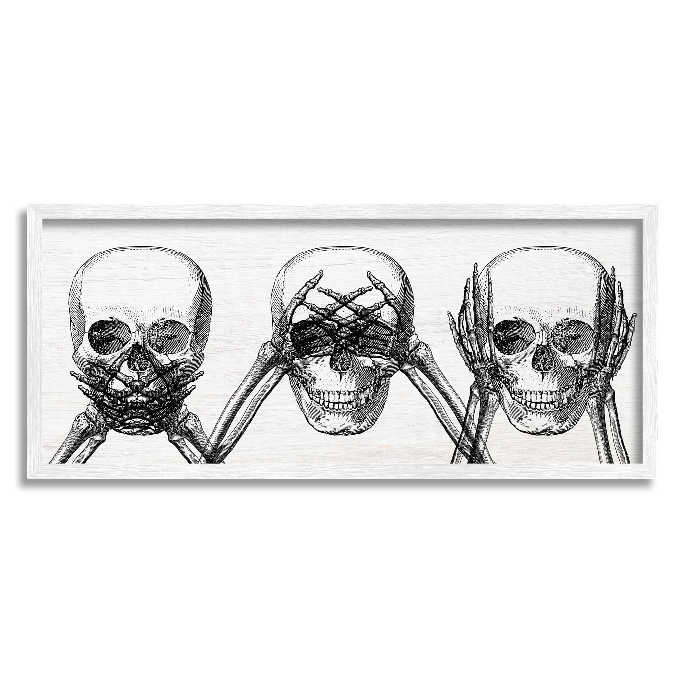 Stupell Industries Speak See Hear No Evil Skulls Graphic Art