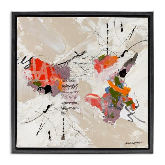 Stupell Industries Contemporary Speak To Me Abstraction Black Floating Frame Canvas Art, 25 x 25, by Suzanne McCourt