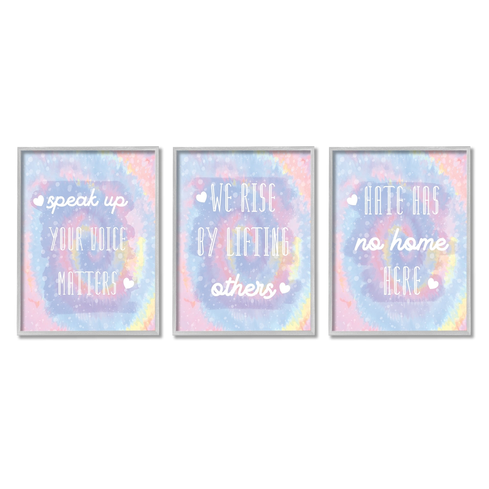 Stupell Industries Speak Up Phrases Tie Dye Inspirational Quotes Grey Framed, 11 x 14, Design by Daphne Polselli