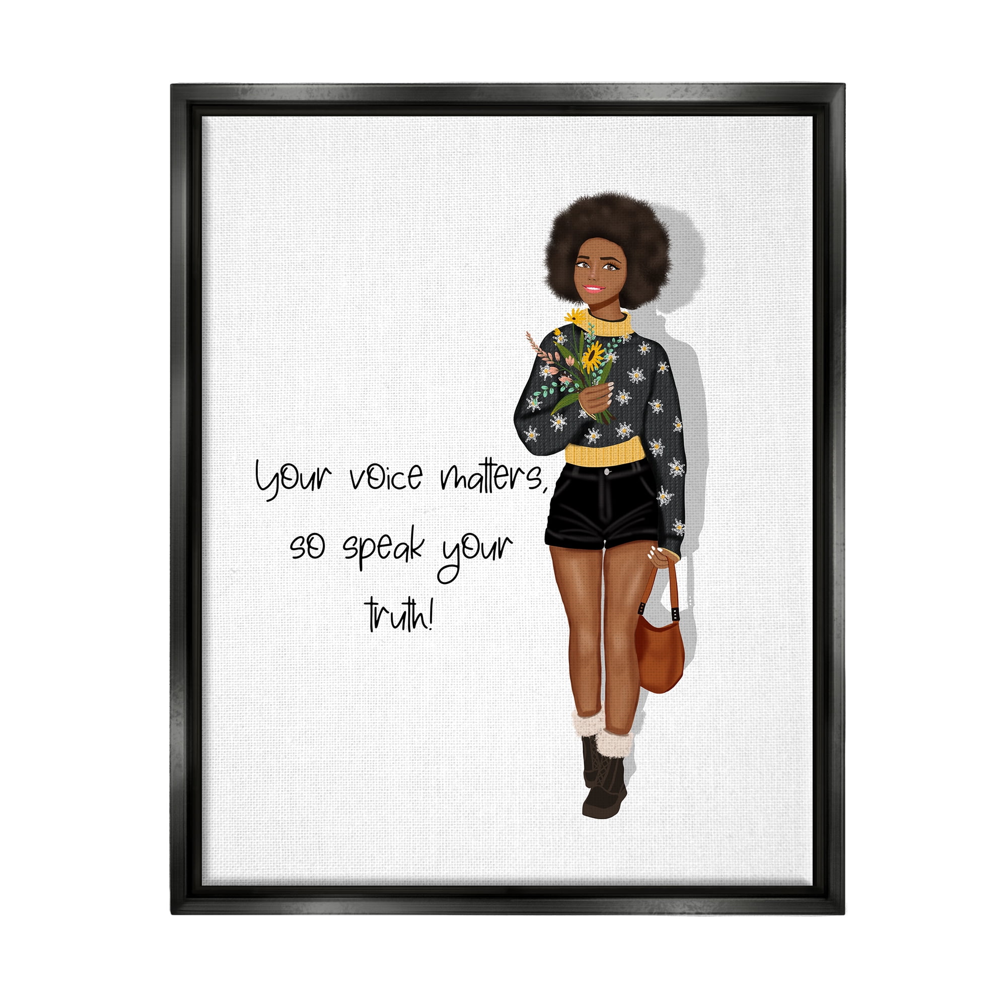 Stupell Industries Speak Your Truth Phrase Inspirational Painting Black Floater Framed Canvas Art Print Wall Art, 17 x 21