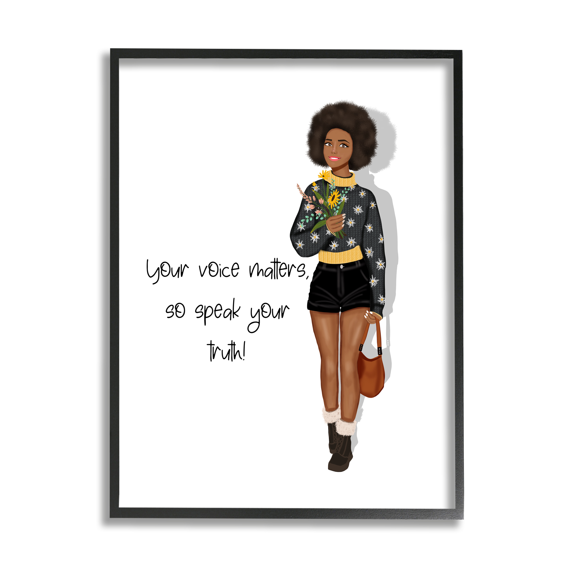 Stupell Industries Speak Your Truth Phrase Inspirational Painting Black Framed Art Print Wall Art, 16 x 20