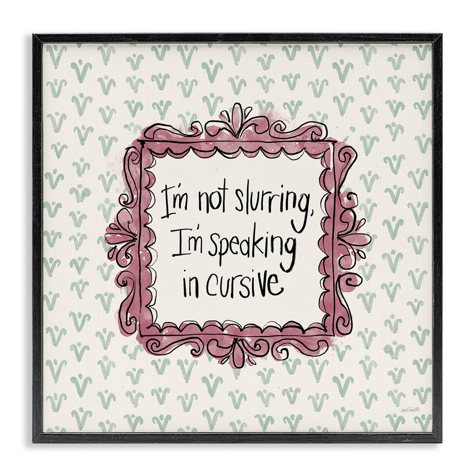 Stupell Industries Speaking In Cursive Food & Beverage Painting Black Framed Art Print Wall Art, 24 x 24