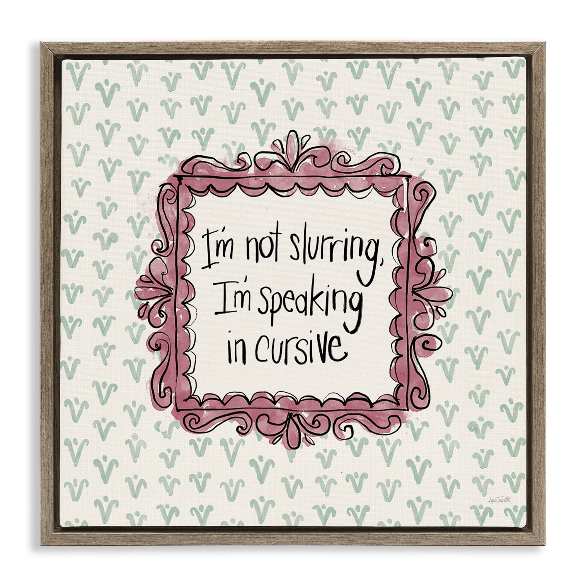 Stupell Industries Speaking In Cursive Food & Beverage Painting Brown Floater Framed Canvas Art Print Wall Art, 25 x 25