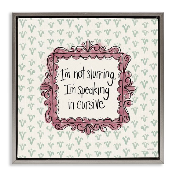 Stupell Industries Eclectic Speaking In Cursive Gray Floating Frame Canvas Art, 18 x 18, by Anne Tavoletti