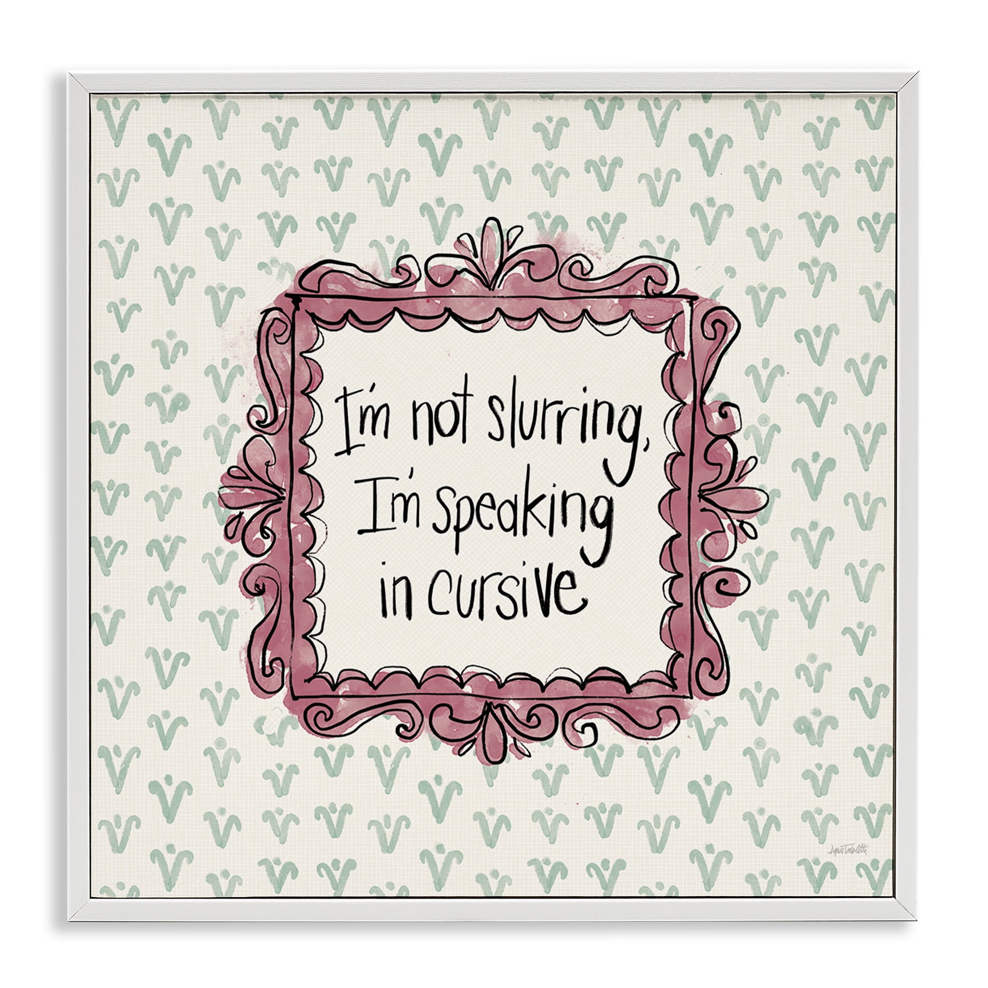 Stupell Industries Speaking In Cursive Food & Beverage Painting White Framed Art Print Wall Art, 24 x 24