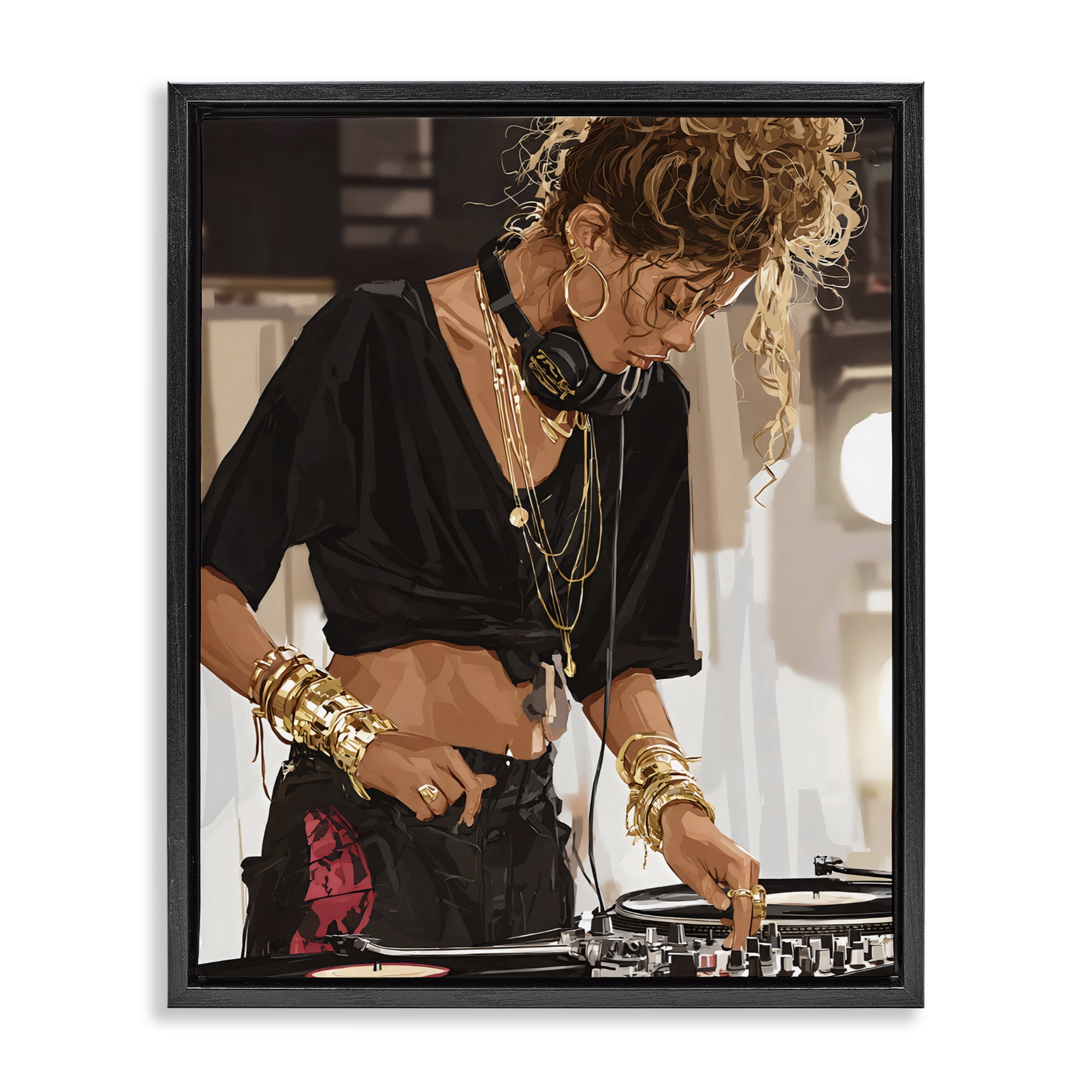 Stupell Industries Speaking Through Music DJ Black Framed Floater Canvas Wall Art, design by Franklyn Gregory
