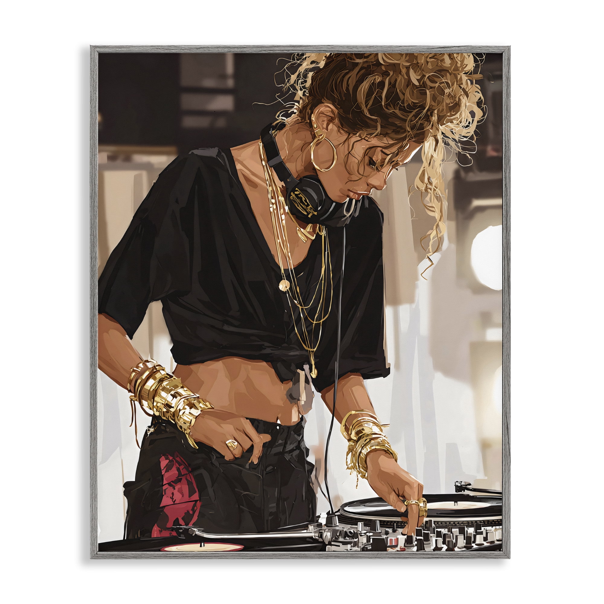 Stupell Industries Speaking Through Music DJ Gray Framed Giclee Art, design by Franklyn Gregory