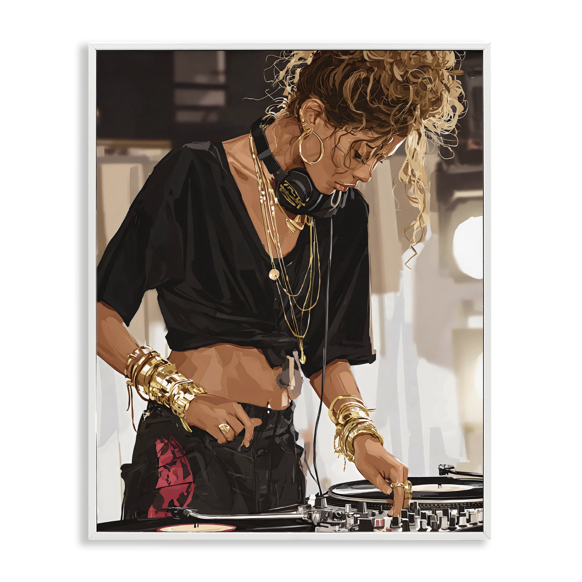 Stupell Industries Speaking Through Music DJ White Framed Giclee Art, design by Franklyn Gregory