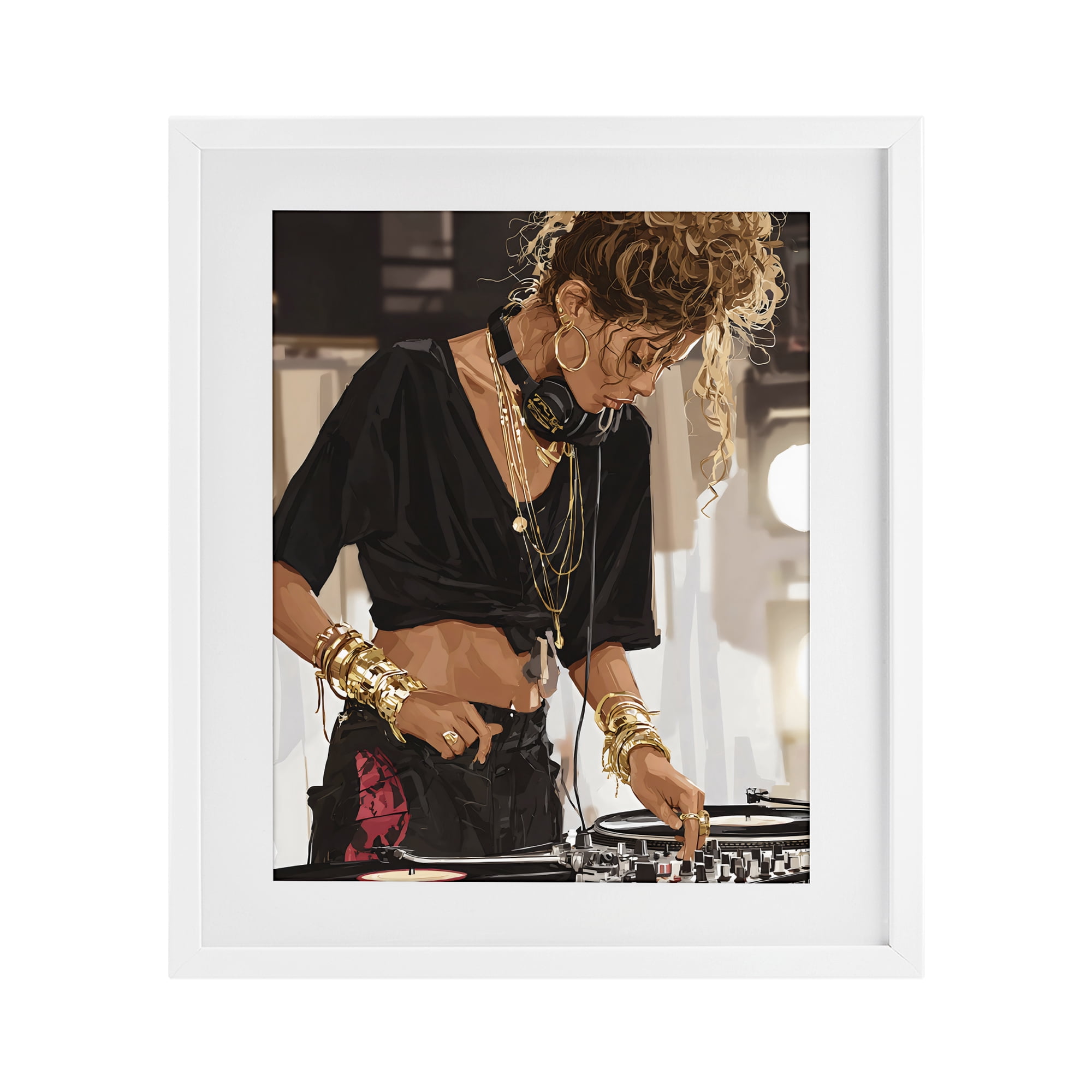 Stupell Industries Speaking Through Music DJ White Framed Print Under Glass, design by Franklyn Gregory