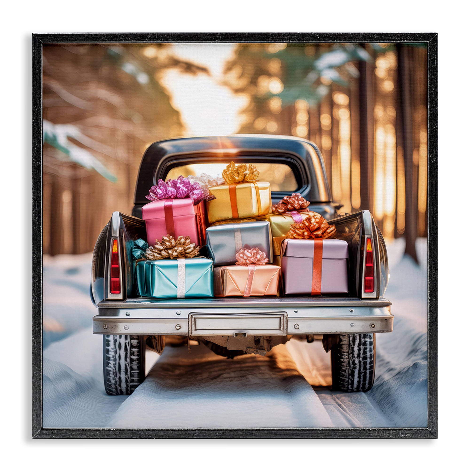 Stupell Industries Special Holiday Delivery Holiday Painting Black Framed Art Prints Wall Art, 12 x 12