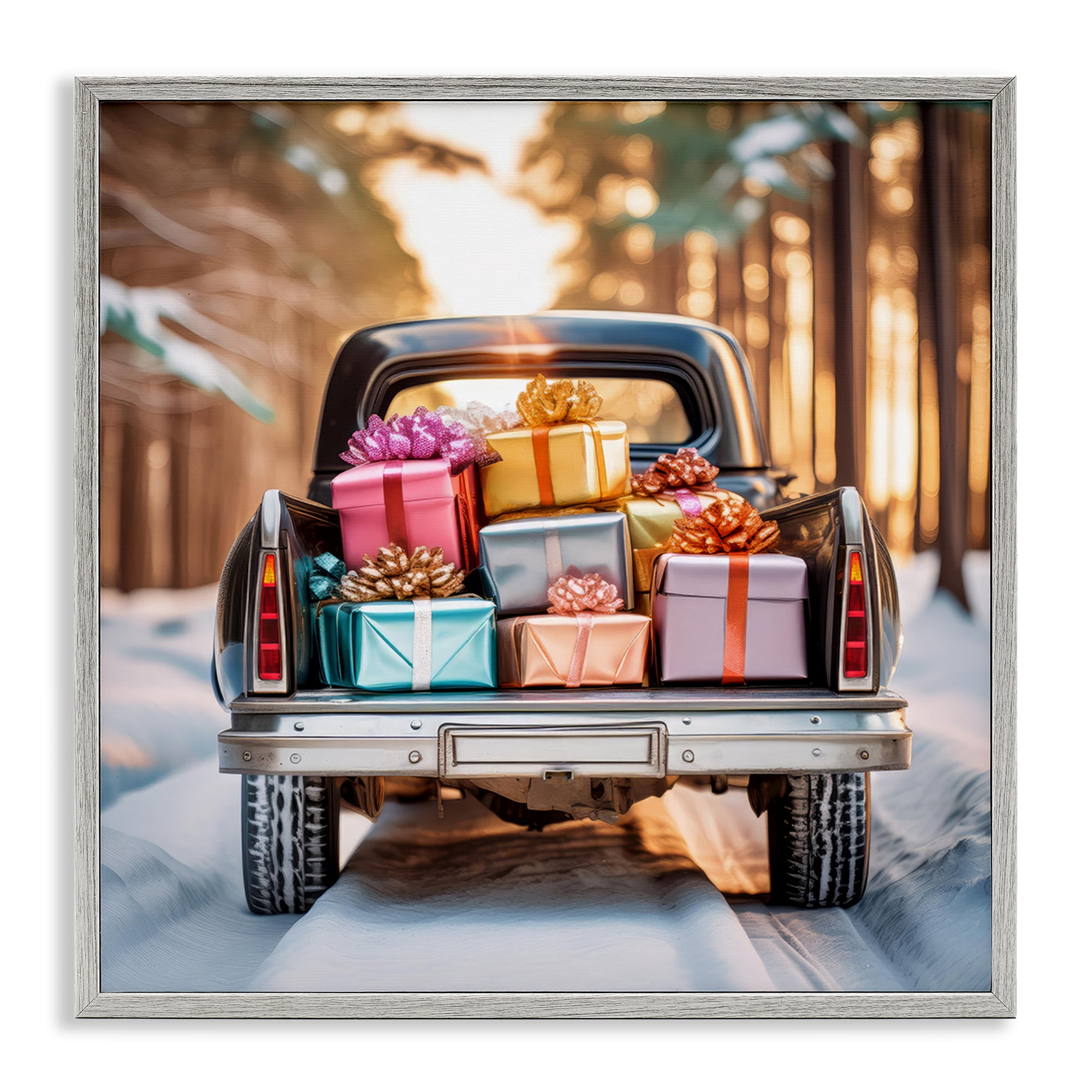 Stupell Industries Special Holiday Delivery Holiday Painting Gray Framed Art Prints Wall Art, 24 x 24