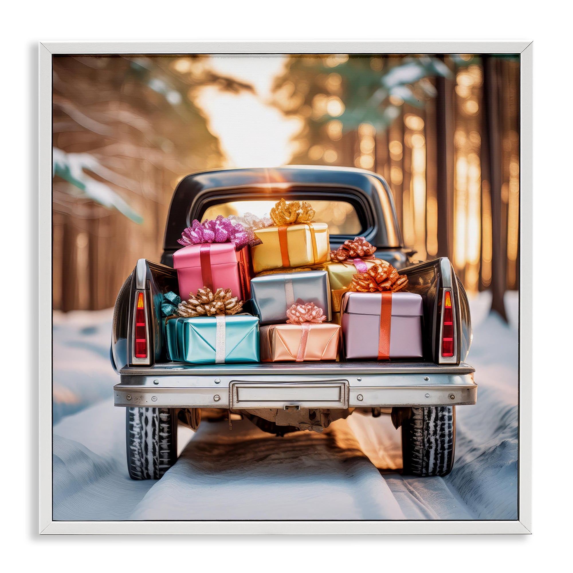 Stupell Industries Special Holiday Delivery Holiday Painting White Framed Art Prints Wall Art, 17 x 17