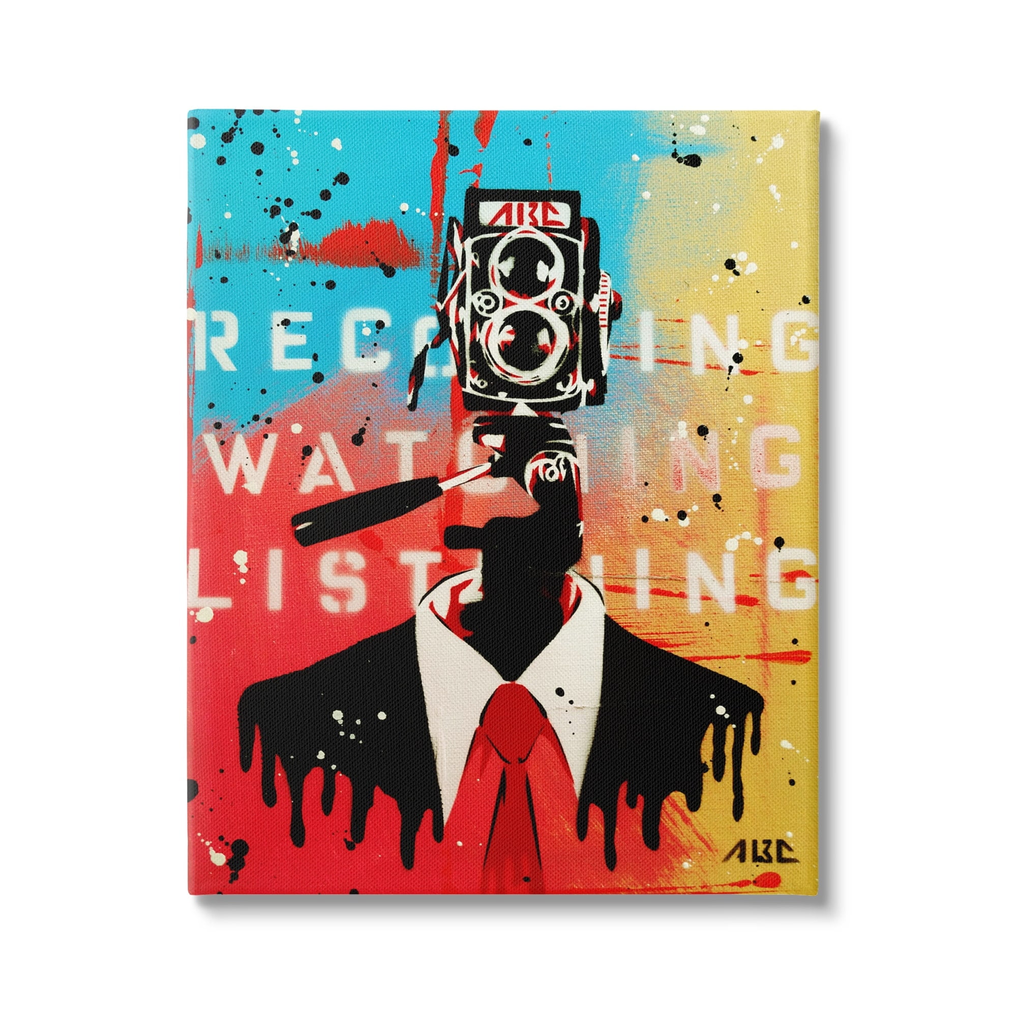 Stupell Industries Speckled Abstract Person Bold Camera Text Collage Canvas Wall Art, 30 x 40, Design by AbcArtAttack