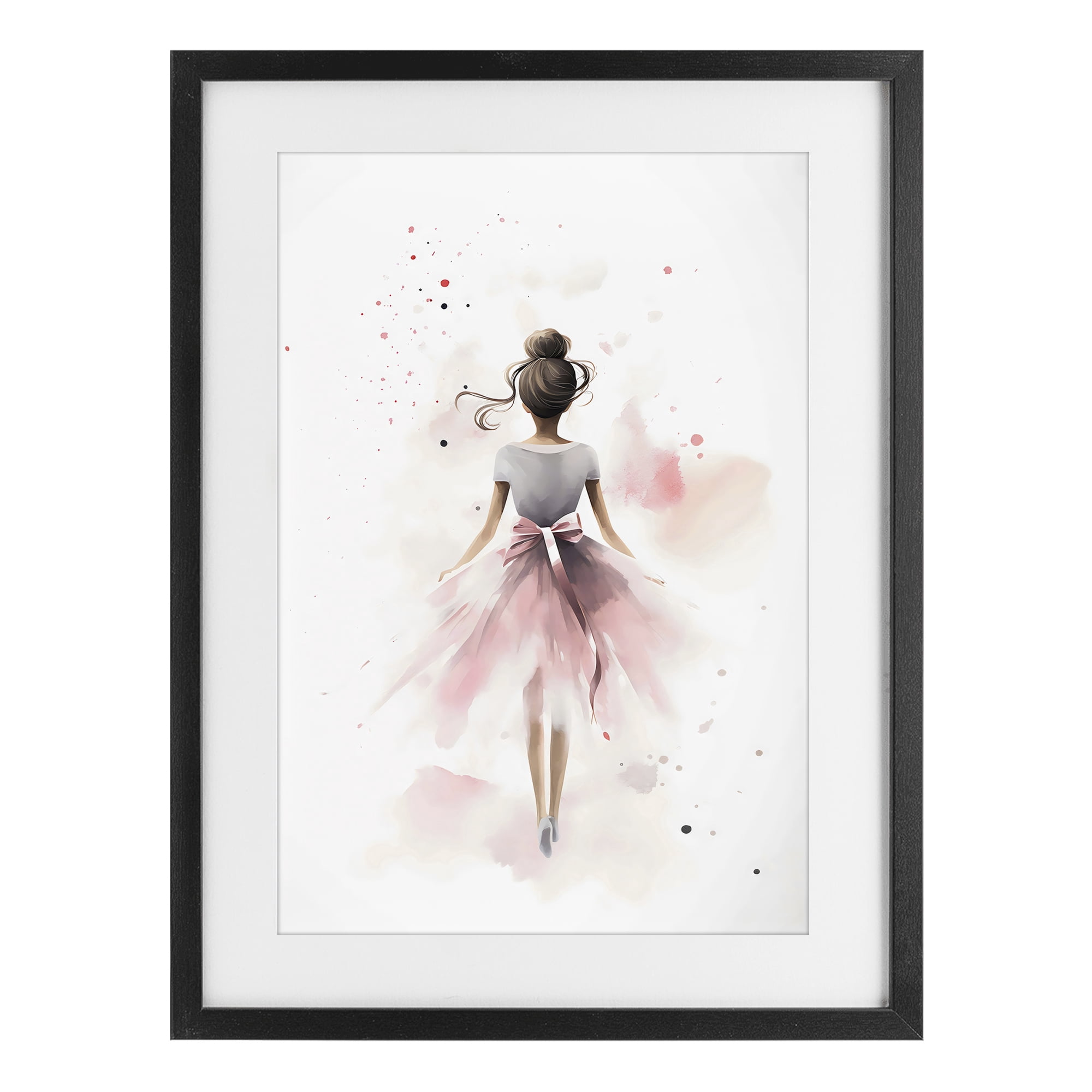 Stupell Industries Speckled Ballerina View Black Framed Print Under Glass, design by Creative Studio