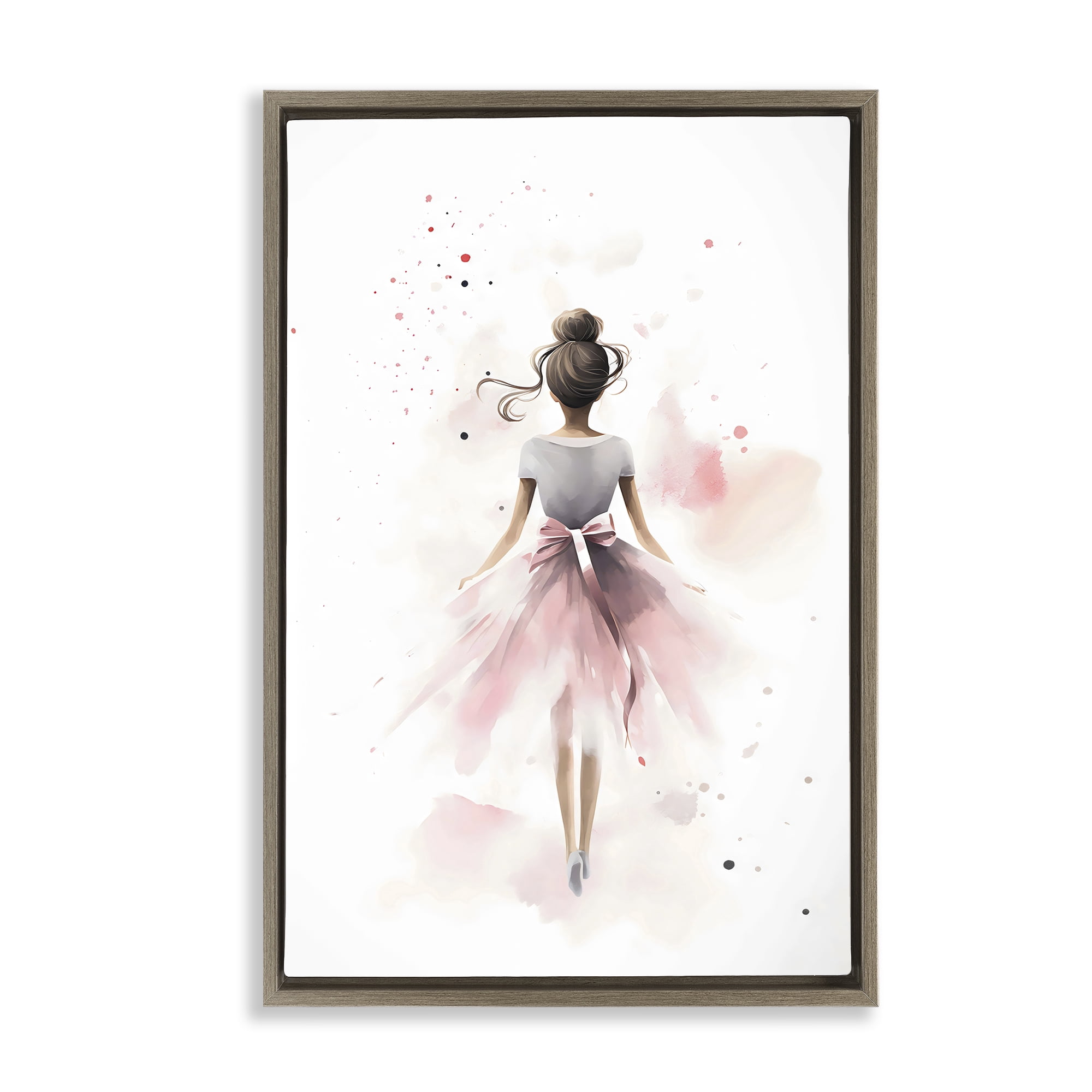 Stupell Industries Speckled Ballerina View Brown Framed Floater Canvas Wall Art, design by Creative Studio