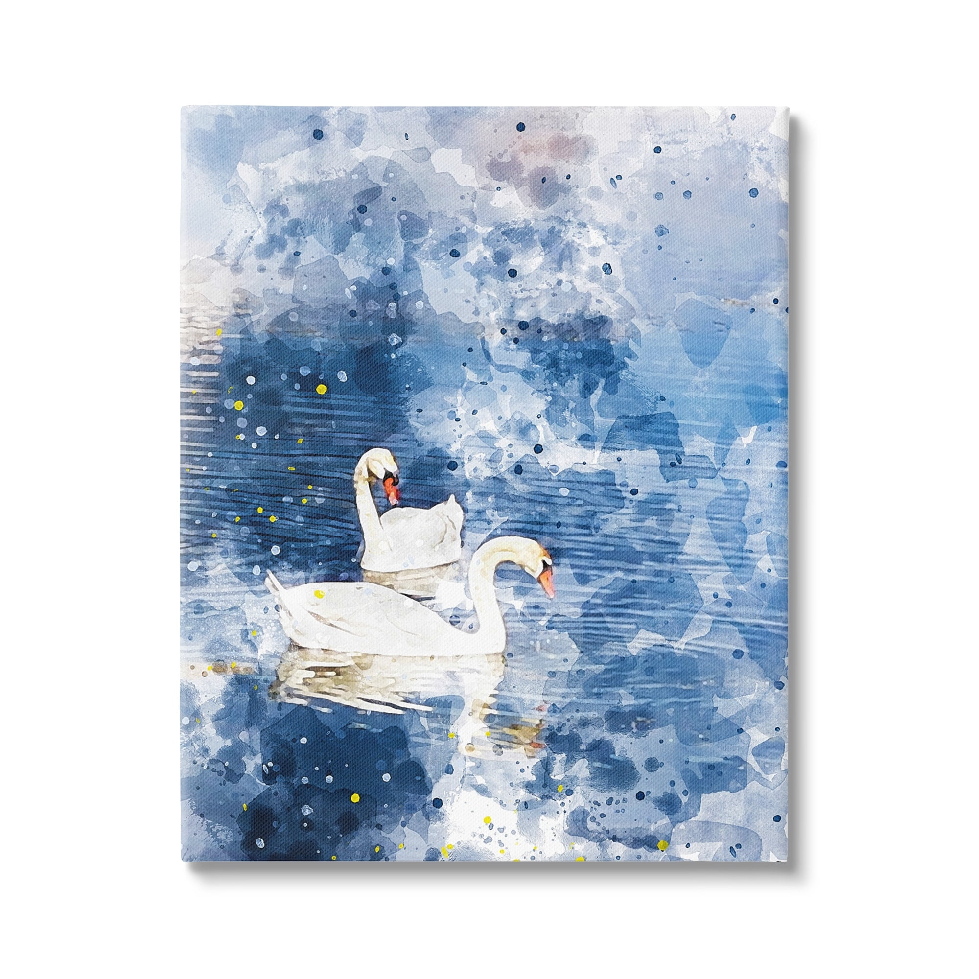 Stupell Industries Speckled Blue Ocean Scenery Calm White Swans Canvas Wall Art, 24 x 30, Design by Nancy Crowell