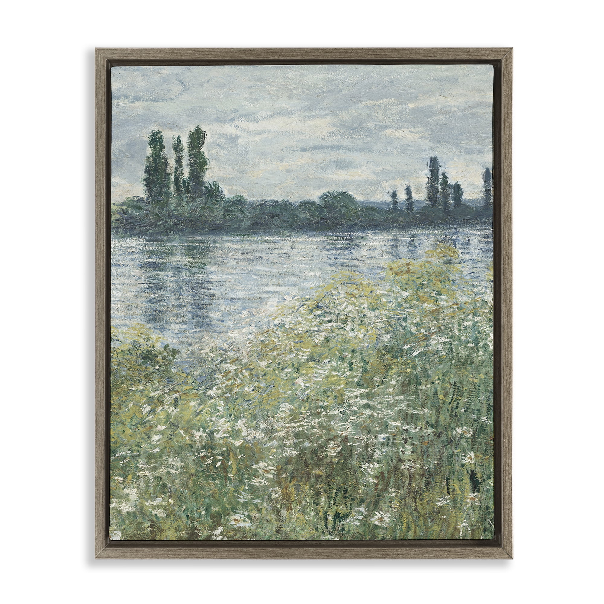Stupell Industries Speckled Classic Landscape Landscape Painting Brown Floater Framed Art Print Wall Art, 25 x 31
