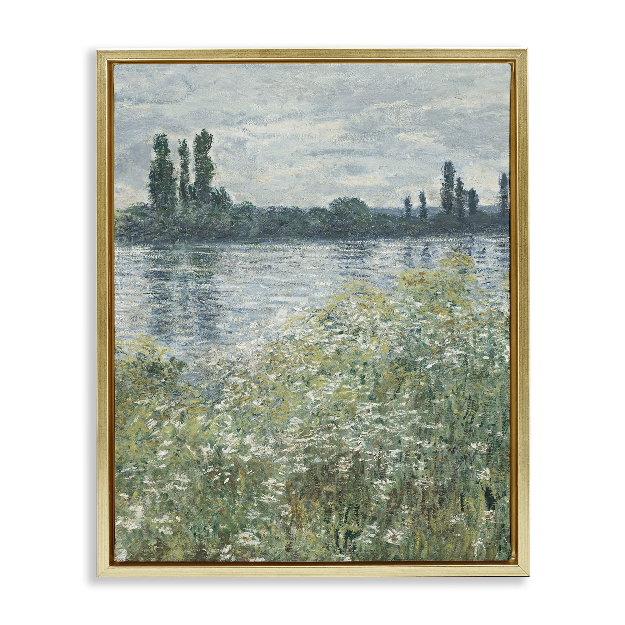 Stupell Industries Speckled Classic Landscape Landscape Painting Gold Floater Framed Art Print Wall Art, 25 x 31