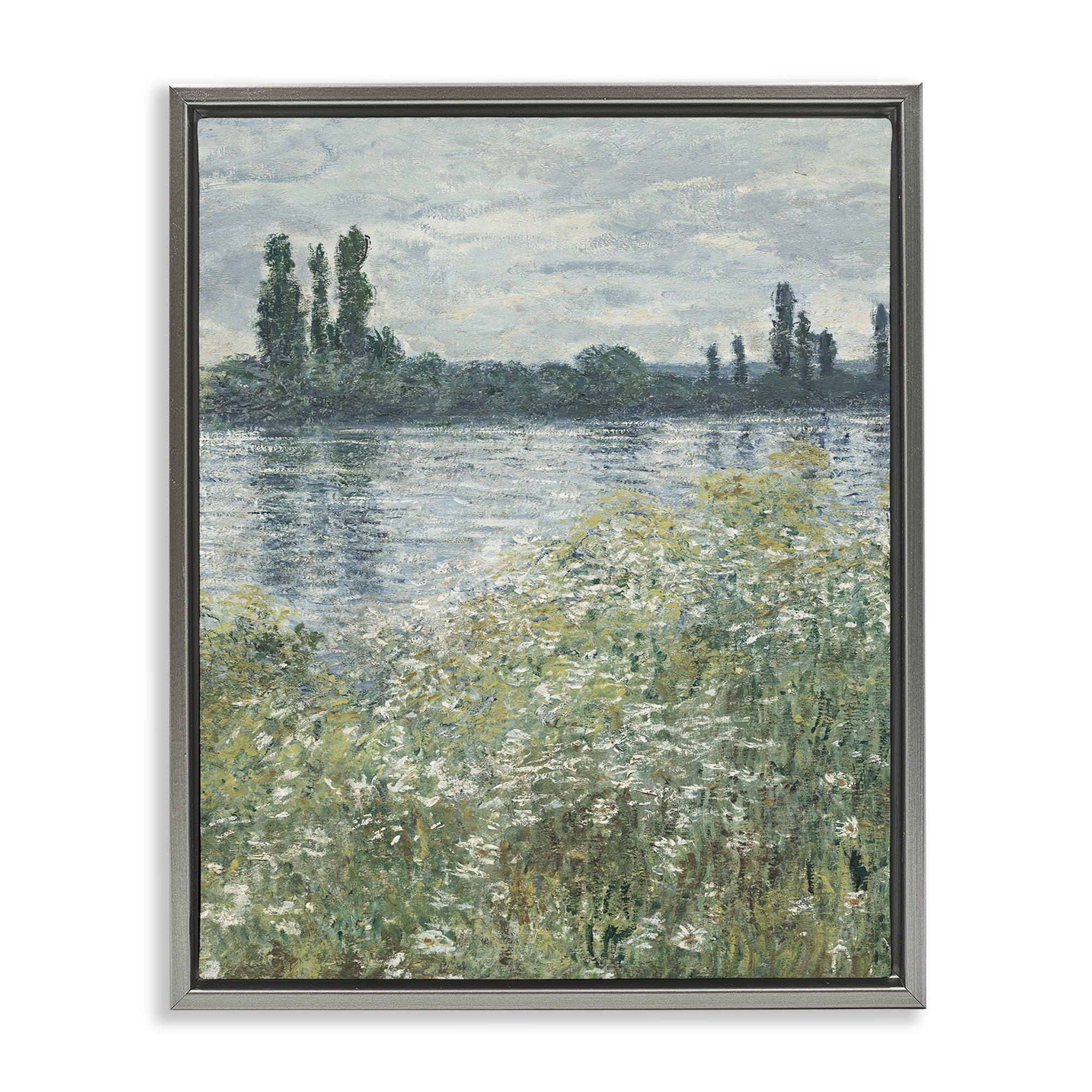 Stupell Industries Speckled Classic Landscape Landscape Painting Gray Floater Framed Art Print Wall Art, 17 x 21