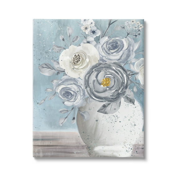 Stupell Industries Speckled Flower Arrangement Vase Varied Full Blooms Painting Gallery Wrapped Canvas Print Wall Art, Design by Kim Allen