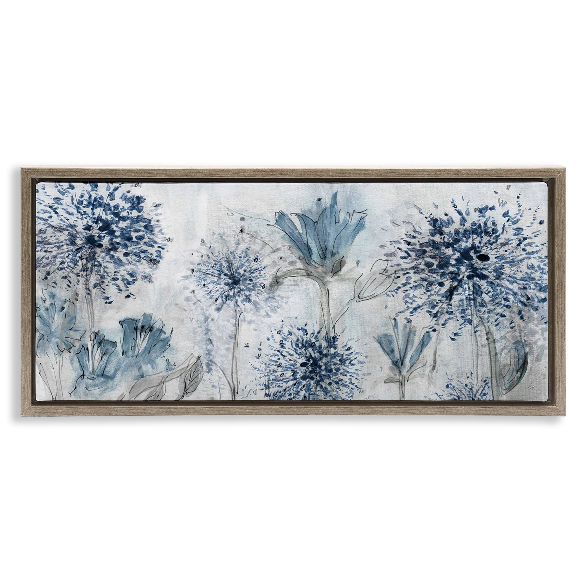 Stupell Industries Speckled Flower Impressions Botanical & Floral Painting Brown Floater Framed Art Print Wall Art, 25 x 11