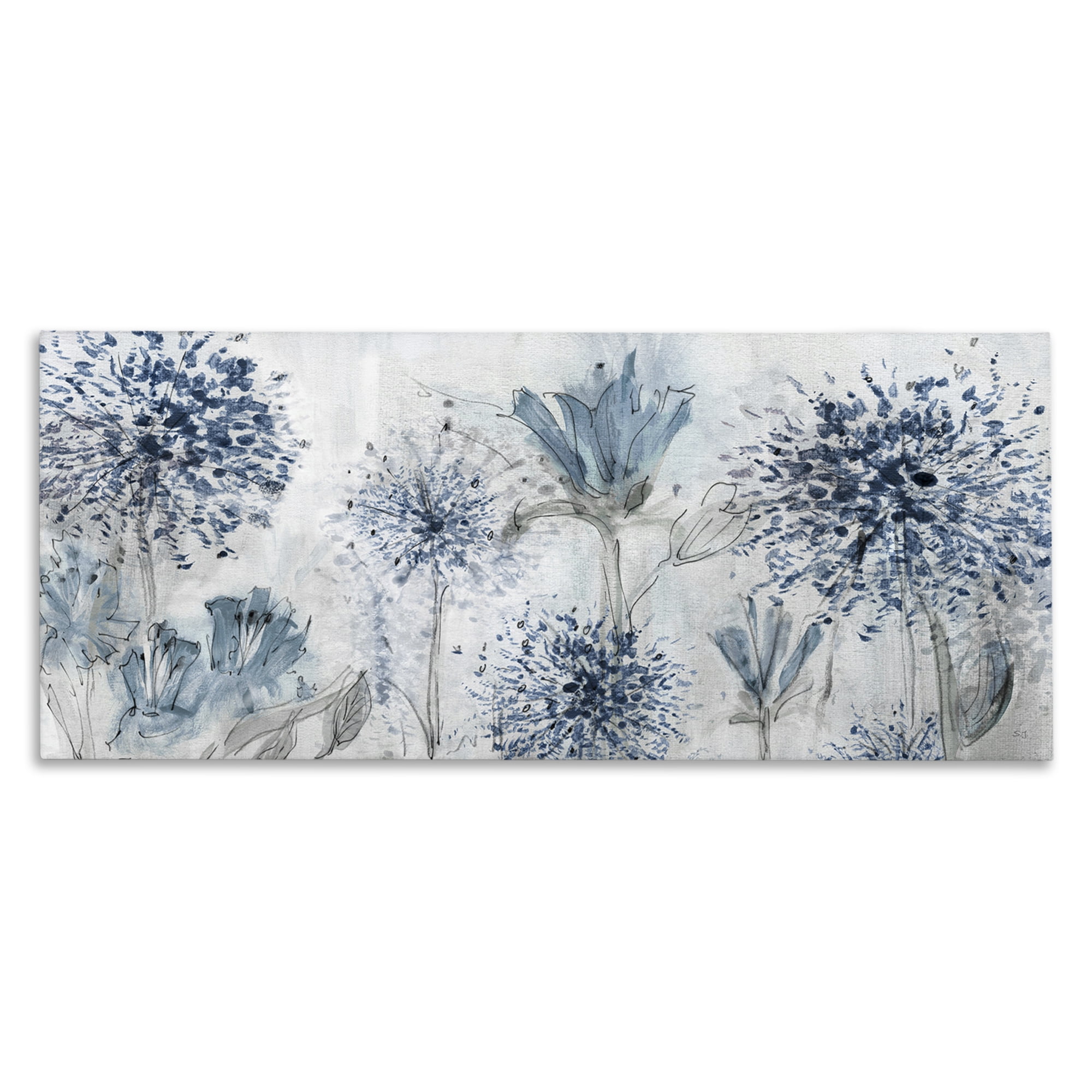 Stupell Industries Speckled Flower Impressions Botanical & Floral Painting Gallery Wrapped Canvas Art Print Wall Art, 40 x 17
