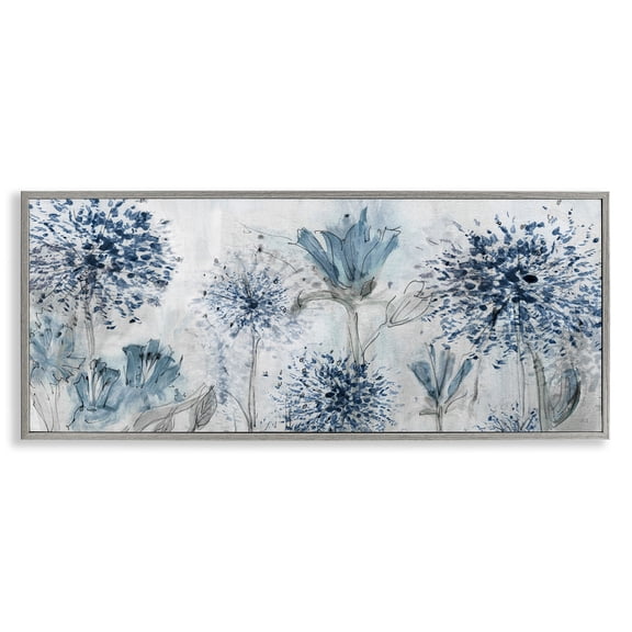 Stupell Industries Speckled Flower Impressions Botanical & Floral Painting Gray Framed Art Print Wall Art, 30 x 13