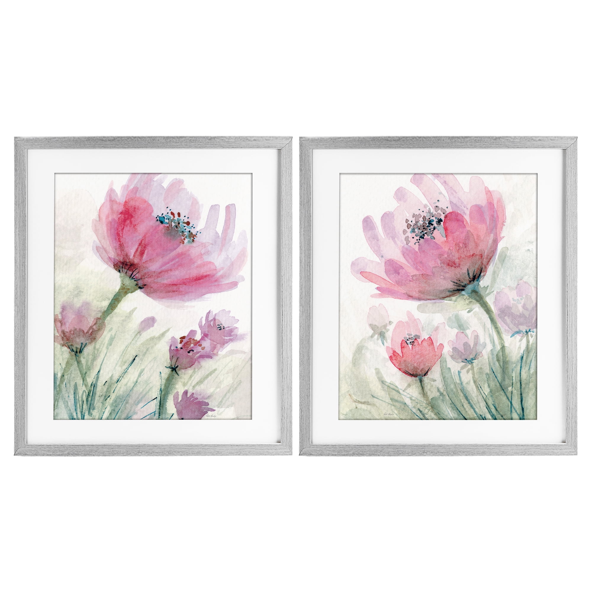 Stupell Industries Speckled Flower Stamens 2 Piece Gray Framed Print Under Glass Set, design by Patti Bishop