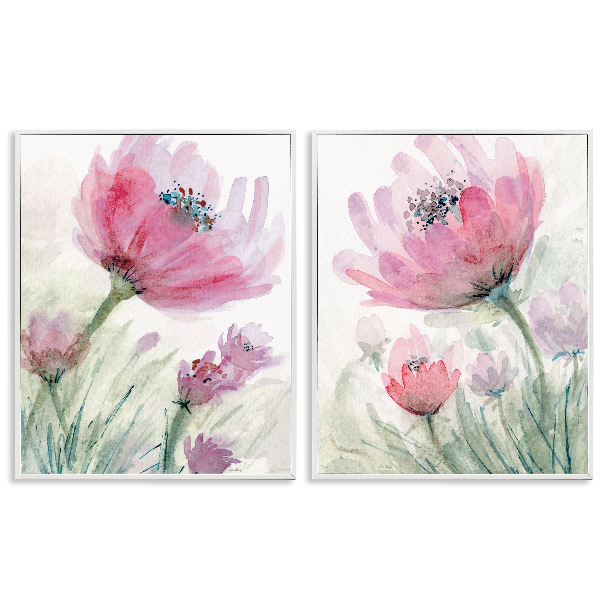 Stupell Industries Speckled Flower Stamens 2 Piece White Framed Giclee Art Set, design by Patti Bishop