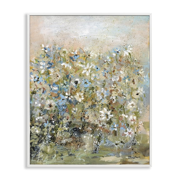 Stupell Industries Speckled Garden Flowers Floral Painting White Framed Art Print Wall Art, 16 x 20