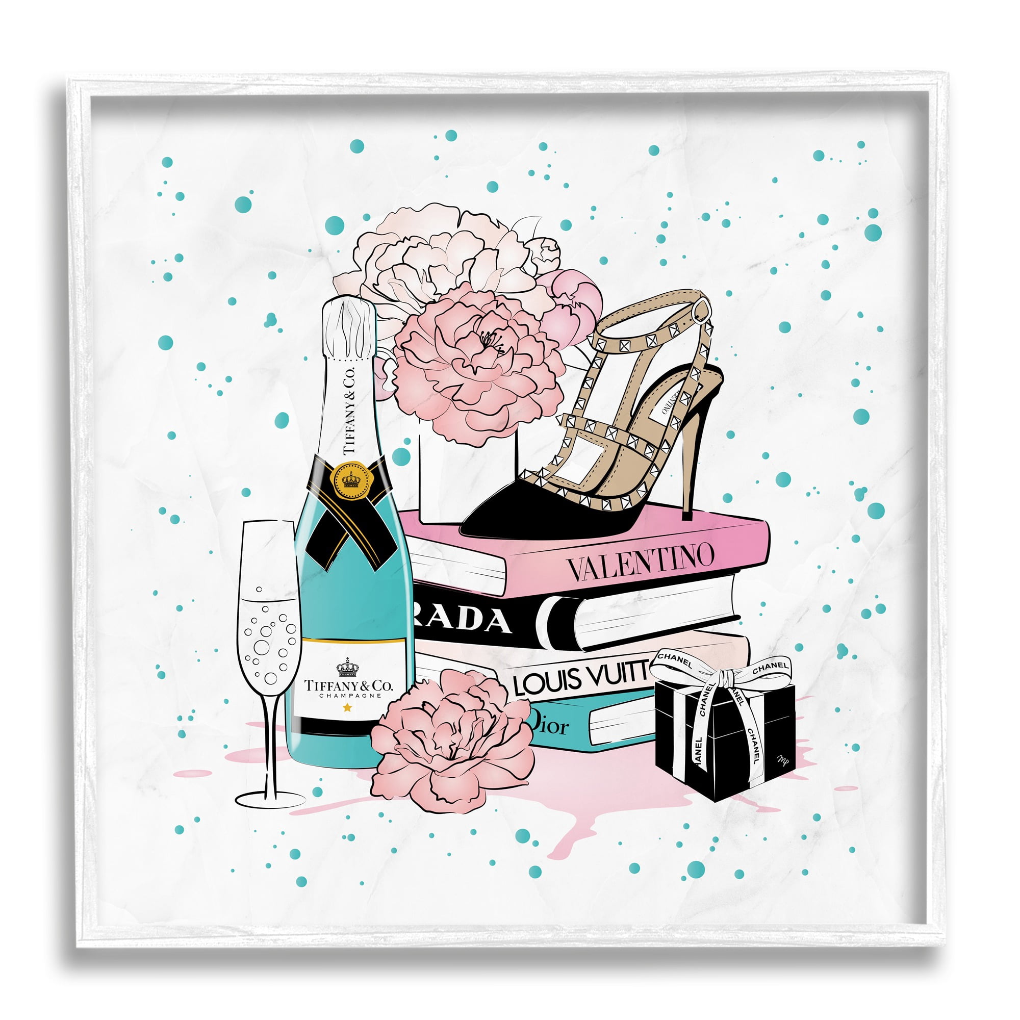 Stupell Industries Speckled Glam Accessories Beauty & Fashion Painting White Framed Art Print Wall Art, 12 x 12