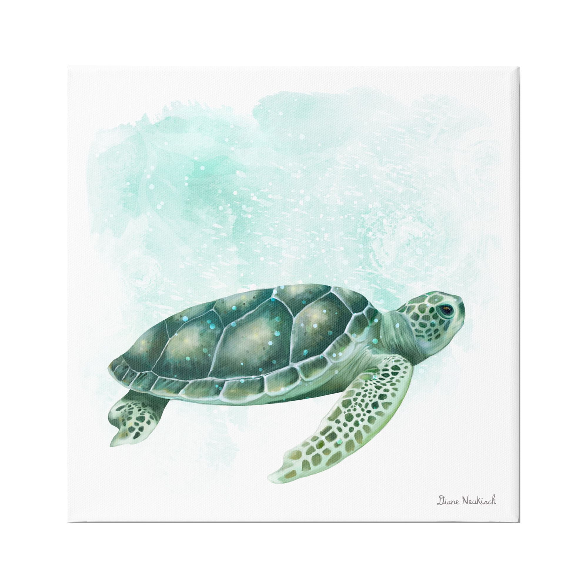 Stupell Industries Speckled Green Sea Turtle Marine Life Painting Graphic Art Gallery Wrapped Canvas Print Wall Art, Design by Diane Neukirch